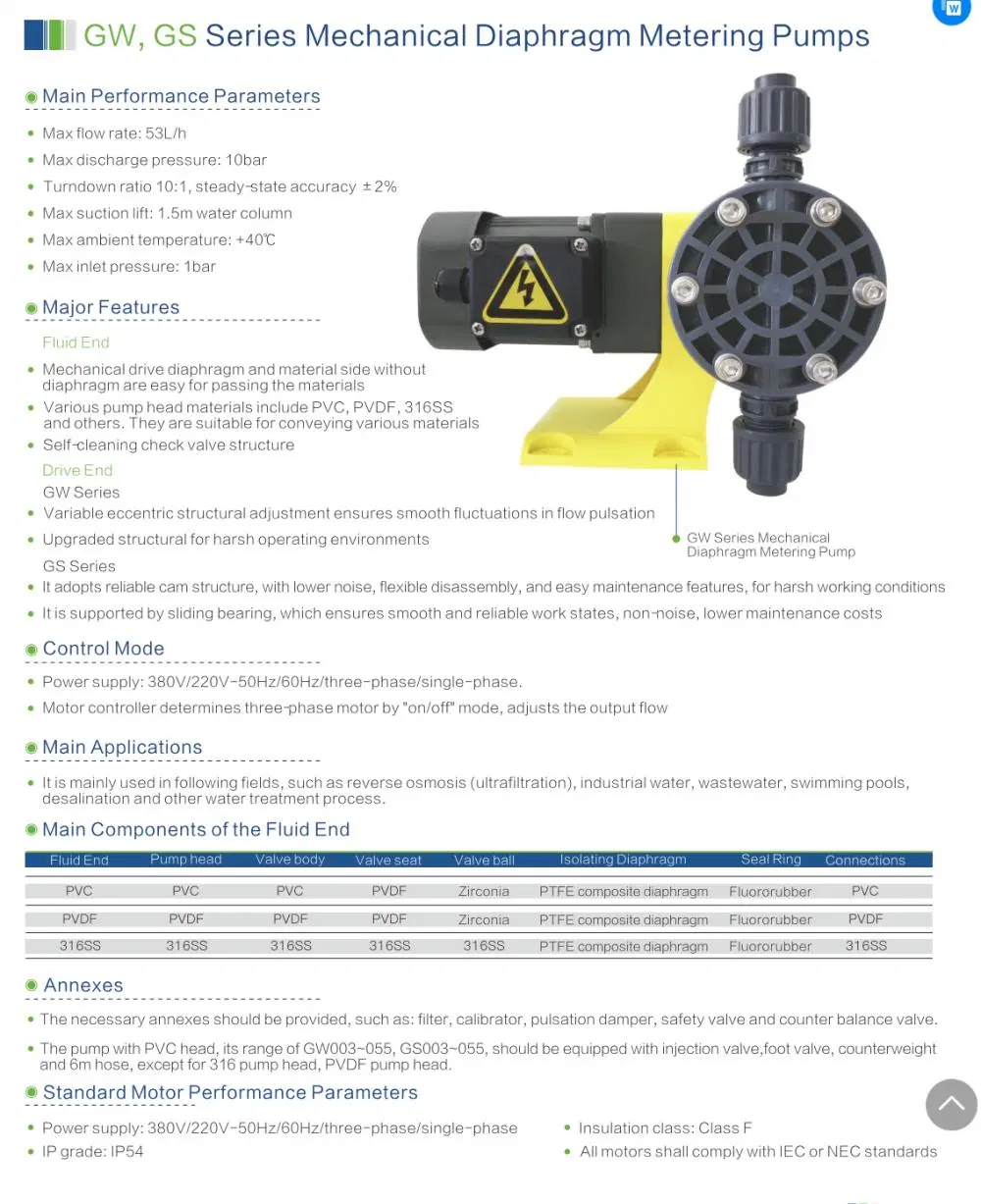 Cnp Mechanical Diaphragm Metering Pump Small Flow Dosing Pump